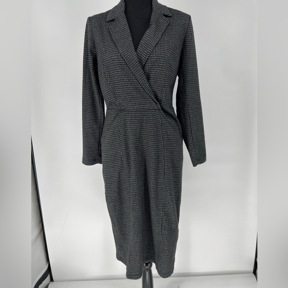 MAX STUDIO GREY AND BLACK HOUNDSTOOTH BLAZER TOP STYLE DRESS